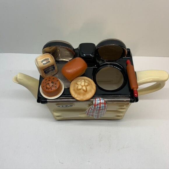 TEAPOTTERY BAKING DAY LARGE AGA STYLE TEAPOT CREAM (MISSING‎ LID) - Picture 2 of 8